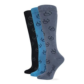 Wrangler Ladies Rayon Horse Shoe Pattern Knee High Boot Socks 3 Pair Pack (Black/Teal/Grey, Women's Shoe Size 6-9 - Sock Size Medium)