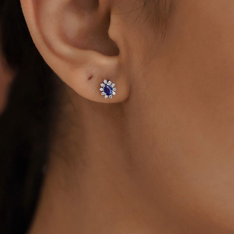GELIN Diamond Sapphire Earrings in 14K Solid Gold