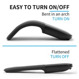 GlowarcPro Bluetooth Arc Touch Mouse, Portable Folding Travel Mouse whitout USB Dongle, Foldable Mice for Laptop, Tablet - Black