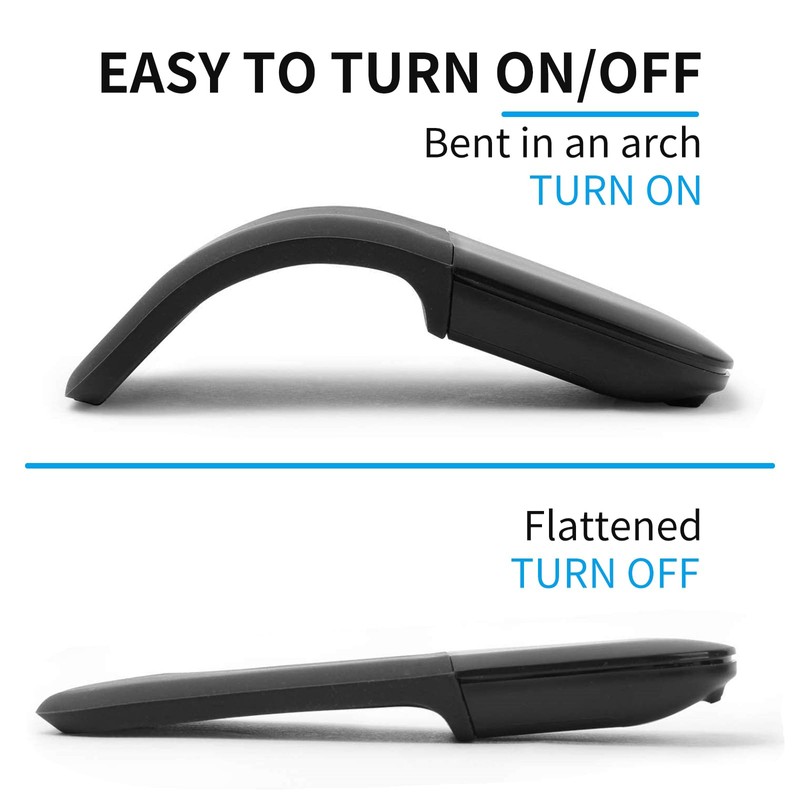 GlowarcPro Bluetooth Arc Touch Mouse, Portable Folding Travel Mouse whitout