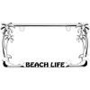 Beach Life Palm Tree Design Chrome Metal Auto License Plate