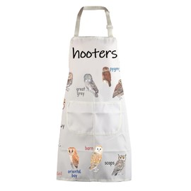 MBMSO Hooters Owl Apron Owl Gifts for Owl Lovers Owl Cooking Apron with Pockets Cute Owl Kitchen Apron Ornithologist Gifts (Hooters Owl Apron-w)