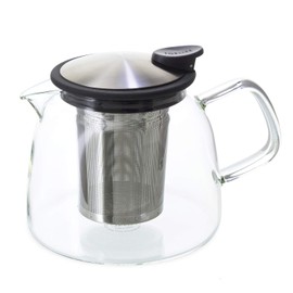Forlife Bell Glass Teapot with Basket Infuser, 24-Ounce/730ml, Black Graphite