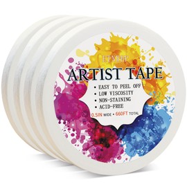 ETNRHP 4 Packs White Artist Tape for Watercolor Paper Drafting Art Low Tack Masking Tape Acid Free Painter Watercolor Tape for Painting Canvas Framing, 0.5inch Wide 660FT Long Total