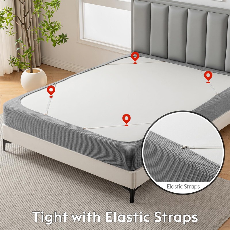 MIYE Jacquard Fabric Box Spring Cover,Super Stretchy Wrap Around 4