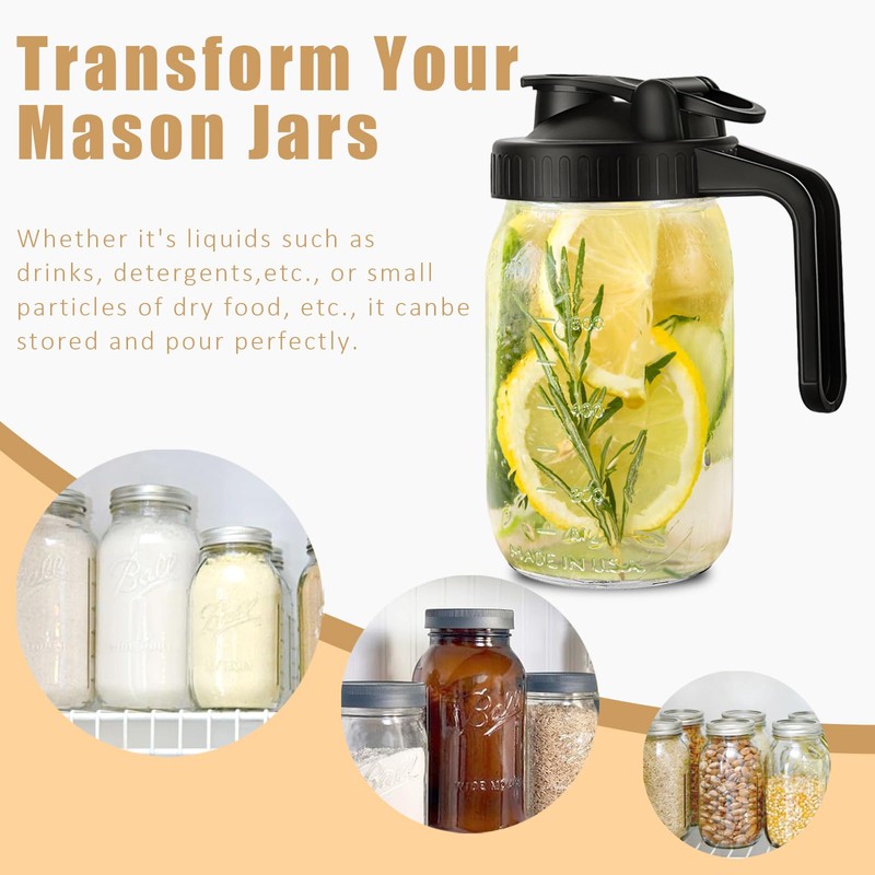 Mason Jar Pour Spout Lid for Wide Mouth Mason Jars,