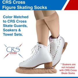 CRS Cross Figure Skating Socks. 2 Pair of Knee High Tights for Ice Skates and Dance. Premium Footed Skate Socks are available in a Wide Variety of Fun Colors. (Twizzle Tan)