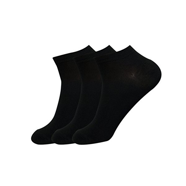 Jasmine Silk 3 pairs Men's Bamboo Trainers socks (Black)