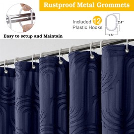 Simplebrand Navy Blue Stall Shower Curtain Set 36x72 Inches, Modern Geometric Textured Tufted Shower Curtains for Bathroom with Grommets, Mid Century Half Size Fabric Shower Curtain, Cortinas de Baño