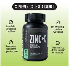 Zinc  Vitamina C  60 Cpsulas  Sin Sabor l Dura 60 Das l Refuerza Sistema Inmune  Refuerzo del sistema inmunolgico Resfriados l Funcin cognitiva...    