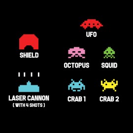 Unbranded 80s Space Invaders Arcade Sprites Vinyl Decals for Car Windshield, Laptop - Laser Cannon