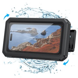 OMOTON Waterproof Shower Phone Holder 360° Rotation Wall Mounted Viewable Cell Phone Stand Bathroom Bathtub Phone Holder Water Proof Anti Fog Fits for 4-7" Phones (Black)