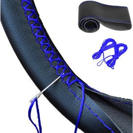 Universal Car Steering Wheel Cover Stitched Microfiber Leather