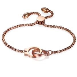 JewelryWe Jewellery Women's Bracelet with Politert Cat/Tree of Life/Handcuff/Angel Wings, Stainless Steel Charm Bracelet, Adjustable Bracelet, Rose Gold/Gold/Silver, Stainless Steel, without stone