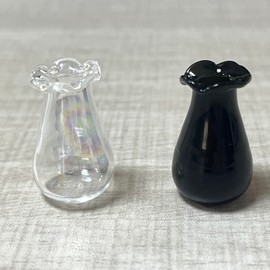 SPANSEE 2 PCS Cat Whisker Vase, Tiny Vase for Decor, Cat Whisker Holder (Black, Iridescent)