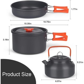 yoyomax 14pcs Camping Cookware Mess Kit, Non-Stick Lightweight Pots Set Stainless Steel Portable Outdoor Cookware for Camping Backpacking Hiking Outdoor Cooking and Picnic - Camp Accessories Equipment