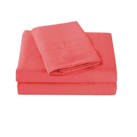 Sheets & Beyond Super Soft 1800 Series Cotton Touch Microfiber 4 Piece Sheet Set - by (Coral, Queen Size)