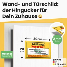 DankeDir! Pubertier - Plastic Sign 30 x 20 cm - Gift Idea Teenager Saying Room Door Sign Boys & Girls Teenagers Room - Decoration Gift Idea Teenagers Door Decoration Birthday