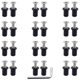 24 Pairs of M5 Neoprene Well Nut M5 x 25mm Stainless Steel Hex Socket Bolts Well Nuts Kit for Kayak Motorcycle Windscreen Accessories,Neoprene nut Contains Brass Nuts Copper nut
