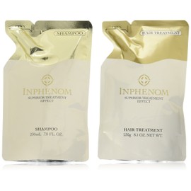 Milbon Inphenom Shampoo, 7.8 fl oz (230 ml), Treatment, 8.1 oz (230 g), Refill Set