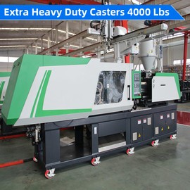 Nefish 5 Inch Industrial Casters Set of 4, Heavy Duty Casters with Brake 4000 Lbs, No Noise Polyurethane Wheel on Steel Hub, Swivel Plate Caster Wheels for Toolbox Workbench (4 Swivel & Brakes)