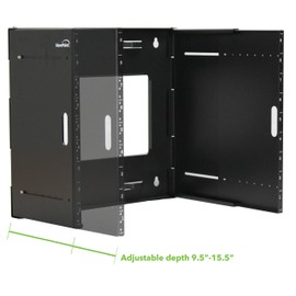 NavePoint 9U Patch Panel Bracket Wall Mount Patch Panel Rack for 19” Networking Equipment – Expandable Mounting Depth 9.5” to 15.5” 4U IT Rack 40lbs Weight Capacity Pre-Assembled