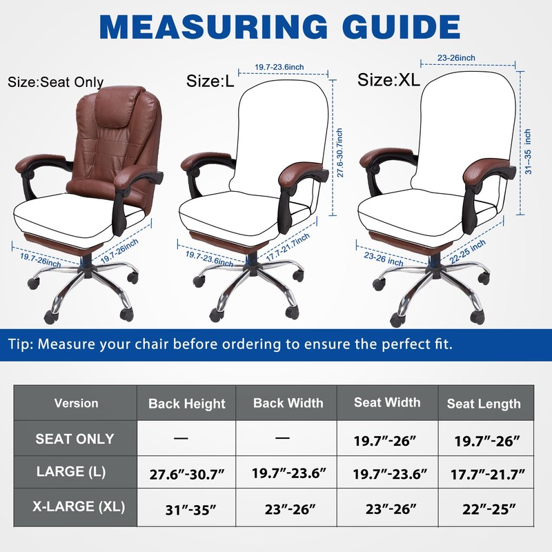 NeColorLife X-Large Office Chair Cover with Armrest – Stretchable Chair