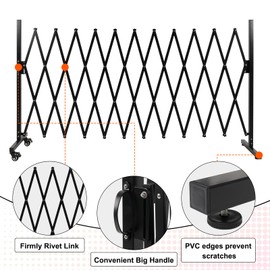 SMONTER Expandable Barricade Gate, 129" Metal Safety Barrier Gate with Casters, Accordion Garden Yard Fence Portable Dog Gates with Latch Indoor Outdoor