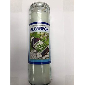 Camphor (Alcanfor) Prepared Scented White Pillar Candle in Glass