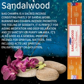Satya Nag Champa Sandalwood Incense Sticks | x1 pack | comes with SAMASIA bookmark | Incense can be used for Aromatherapy, Spa, Yoga, Weddings, Meditation, Healing, Positivity and Relaxation