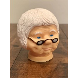 Unbranded Vintage Craft Supplies Old Woman Glasses Doll Head Grandma Blue Eyes Dimples New