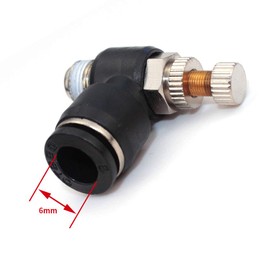 Beduan Pneumatic Push to Connect Air Flow Control Valve, 6mm Tube OD x M5 Male Thread, Elbow 90 Degree Switch Valve Adapter Fitting
