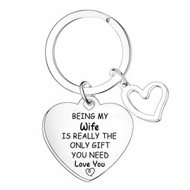 Nfyxcaz Wife Gifts from Husband Wife Keychain Valentine's Day Gift Anniversary Keyring Gift for Her Wife Christmas Birthday Gifts for Wife