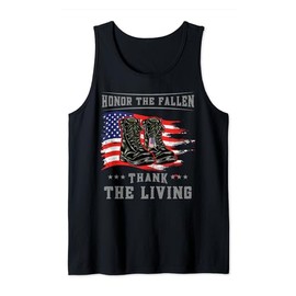 Memorial Day Honor the Fallen Thank the Living USA Flag Tank Top