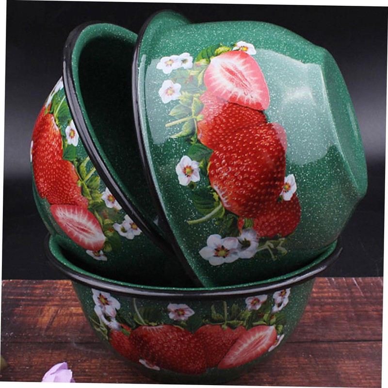 Mikinona Enamel Mixing Basin Sturdy Enamel Soup Bowl for Kitchen