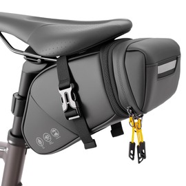 Orizizhic Saddle Bags for Bicycle Black Waterproof Bicycle Saddle Bag Expandable from 1.5 L to 2 L, Road Bike Saddle Bag with Reflective for Bicycle Bag Saddle Road Bike MTB