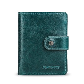 FANDARE Fashion Men's Wallet with RFID Short Wallet Leather Wallet with 12 x Credit Card Slots, 1 x Coin Compartment for Travel, Party, Wedding, Business Brown, blue, Vintage