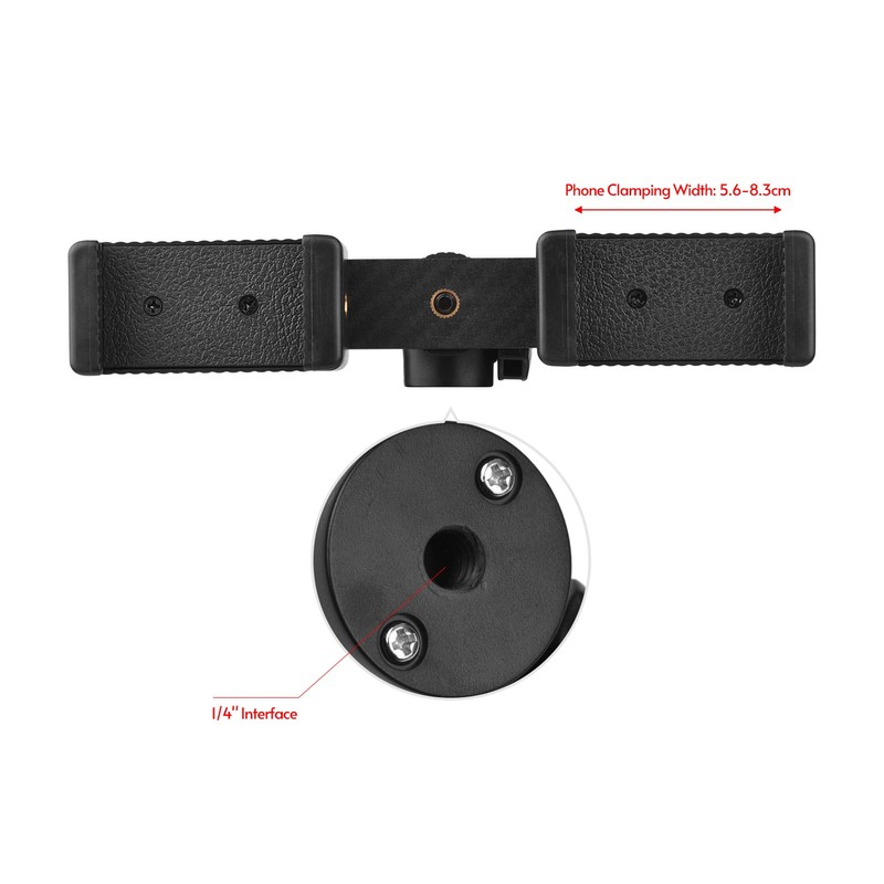 Double Phone Holder Tripod Mount Adapter Horizontal Vertical Shooting with