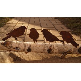 Dewoga Edelrost birds with screw for screwing in wood, 4 birds, metal