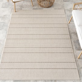 nuLOOM 5' x 8' Outdoor Performance Area Rug, Oeko-TEX Certified, Weather Resistant, High Traffic, Patio, Balcony, Outside, Alaina Beige