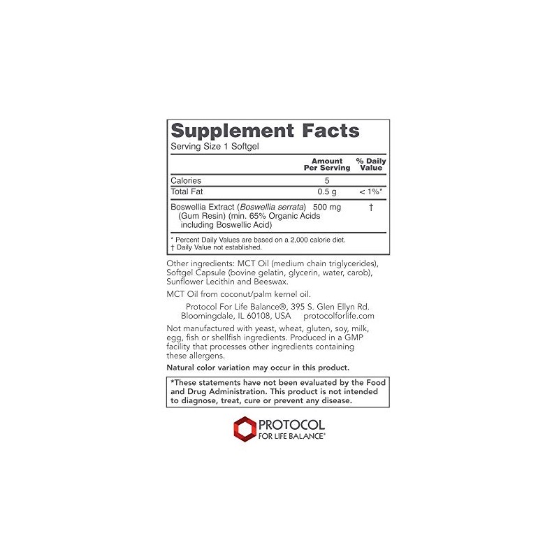 Protocol Boswellia Extract 500mg - Immune Support with MCT Oil