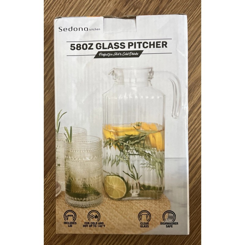 Sedona Retro Clear Glass Ribbed Rectangular 58 oz. Hot &