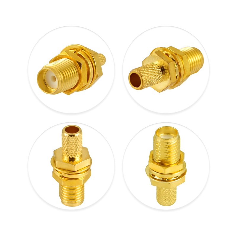 POBADY 10pcs SMA Connector SMA Female Bulkhead Crimp Connector for