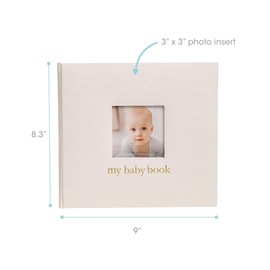 Pearhead Baby Memory Book, Baby's First 5 Years Keepsake Journal, Gender-Neutral Newborn Gift, Baby Girl or Boy Book, Ivory Linen