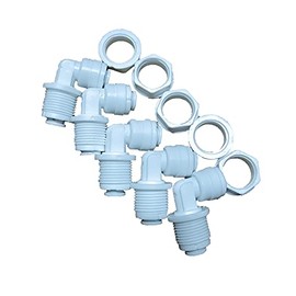 PureSec 1/4 Bulkhead Fitting 90 degree Elbow 1/4 OD RO Tubing Use 1/4 inch Water Line Fittings 1/4 Quick Connect RO Fittings Reverse Osmosis parts(5, 1/4 inch x 1/4 inch)