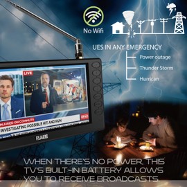 Rywob 5''Portable TV,Pocket Digital TV with ATSC/TF Card/USB,Battery Operated TV with Remote & Stand for Camping,Car,Kitchen,Travel,Emergency