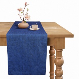 BETRIC 100% Pure Linen Table Runner - 14 x 90 Inch Dresser Scarf for Farmhouse Dining Table, Perfect for Fall, Thanksgiving, and Christmas -Athena -Royal Blue