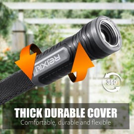 Non-Expanding Garden Hose 50FT – Flexible, Burst-Resistant, Anti-Kink, Lightweight & Durable for Outdoor Use(Black)