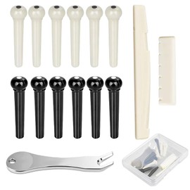 Acoustic Guitar Bridge Pins Pegs-6pcs with 1pc Bridge Pin Puller Remover，Black&Ivory (Black + Ivory)