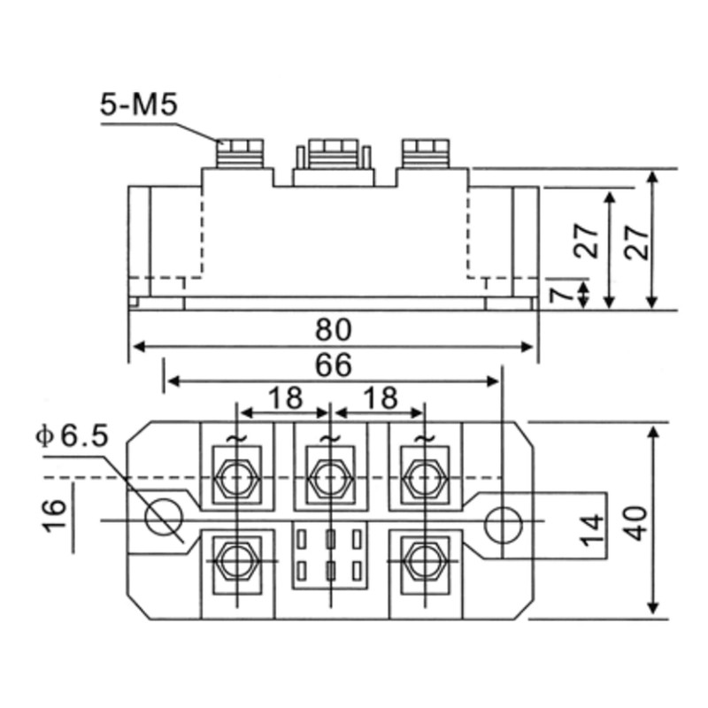 DEWIN Three-phase Rectifier Bridge, Three/3‑Phase Diode Bridge Rectifier 150A MDS150A